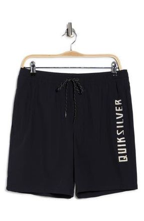 Quiksilver Tour Logo Volley Swim Trunks in Black at Nordstrom Rack, Size X-Large