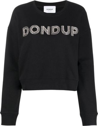 Dondup Felpa Logo Strass - Dames - Sweatshirts - Zwart - L - Katoen - Hoodies & sweatvesten