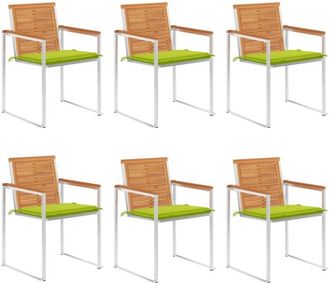 vidaXL Vidaxl - Sillas De Jard&iacute;n Y Cojines 6 Unidades Madera Maciza De Acacia