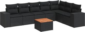 vidaXL Set De Sof&aacute;s De Jard&iacute;n 8 Piezas Y Cojines Rat&aacute;n Sint&eacute;tico Negro Vidaxl