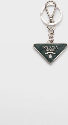 Prada Saffiano leather and metal keychain