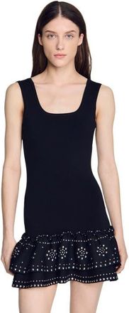 Sandro Short knit dress with studs in Black at Nordstrom, Size 34