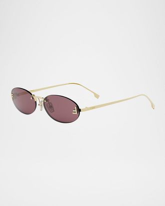 Fendi FF Crystal Metal Oval Sunglasses