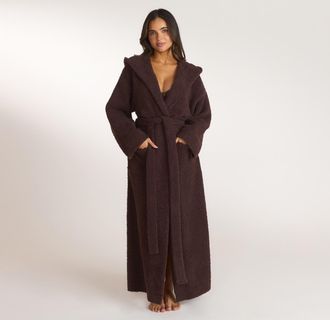 Lounge Fluffy gebreide badjas - Donker Chocoladekleurig - XL-XXL