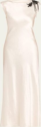 Jason Wu Embellished Washed Twill Column Gown