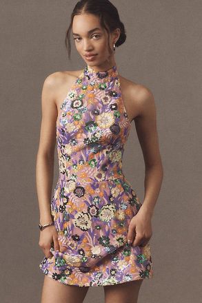 Helsi Sarah Halter Floral Sequin Mini Dress