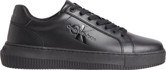 Calvin Klein Mens Leather Chunky Cupsole Trainers, Black (Triple Black), 10