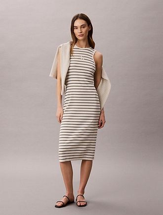 Calvin Klein Vestido midi de canal&eacute; con logo