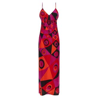 Pucci Maxi Dresses, female, Multicolor, Size: XS Occhi Print Silk Dress