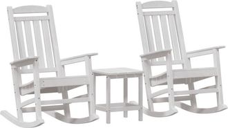 vidaXL Silla Mecedora De Jard&iacute;n 3 Pcs Blanco 38 X 38 X 46cm Pl&aacute;stico Vidaxl