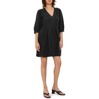 Michael Stars Brielle Linen Blend Minidress in Black at Nordstrom, Size X-Small