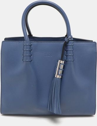 Tod's Tods Blue Leather Lady Moc Tote