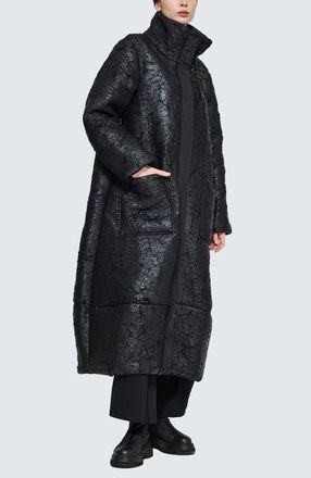 Luukaa D'Celli Fiora Voluminous Coat & Hand Muff in Black at Nordstrom, Size 10