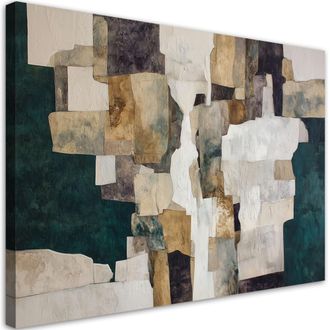Feeby Cuadro Sobre Lienzo Abstracci&oacute;n En Tonos Beige Y Marr&oacute;n 100x70