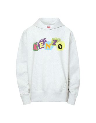 Kenzo Mens Kenzo Coloured Block Logo Grey Hoodie - Size: 38
