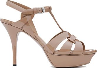 Saint Laurent Tribute Platform Sandalen - Dames - Sandalen met hakken - Roze - 35 EU - Leer - Schoenen