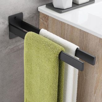 OEM Toallero De Pared De Acero Inoxidable Negro, Soporte Adhesivo De Dos Brazos, Apto Para Ba&ntilde;o O Cocina, 40x10x7 Cm -crezuo