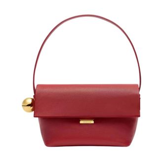 Jacquemus Shoulder Bags, female, Red, Size: ONE SIZE Red Leather Shoulder Bag The Rond Carre