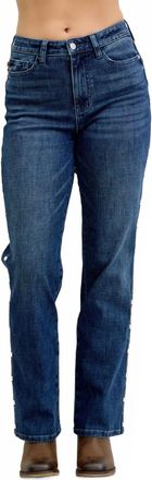 Judy Blue High Waist Straight Studded Jeans In Blue