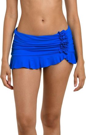 La Blanca Island Goddess Ruffle Skirted Bikini Bottoms in Lapis at Nordstrom, Size 14