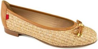 Marc Joseph New York Burton Ave Leather Tiebow Flat in Tan Raffia at Nordstrom, Size 10.5