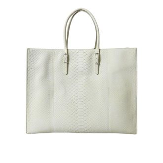 Balenciaga White Yellow Exotic Skin Leather Shopping Tote Papier Bag Pythonskin