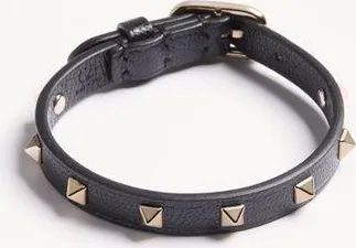Valentino Garavani Bracciale Valentino Spike in pelle Donna NERO UNI