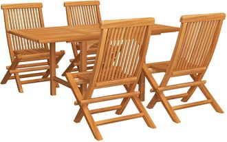 vidaXL Vidaxl - Conjunto De Comedor De Jard&iacute;n 5 Piezas Madera Maciza De Teca