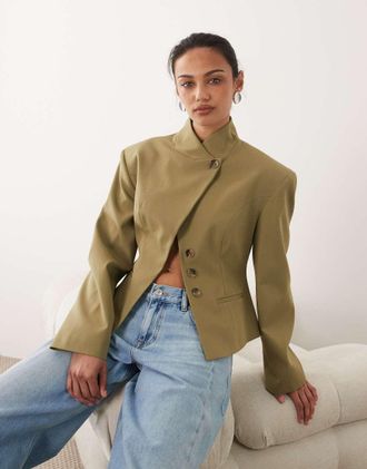 Asos Gonna pantalone corta sartoriale a quadri-Verde