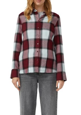 s.Oliver Hemdbluse S.OLIVER, Damen, Gr. 36, schwarz merlot check, Flanell, Obermaterial: 55% Baumwolle, 45% Viskose, kariert, regular fit normal, Manschette, B