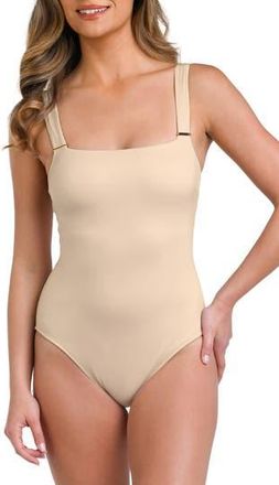 La Blanca Square Neck One-Piece Swimsuit in Sand at Nordstrom Rack, Size 10