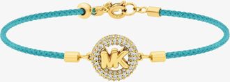 Michael Kors Pav&eacute; Gold-Tone Logo Corded Bracelet