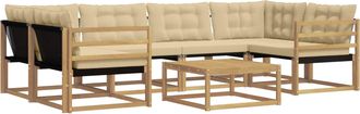 vidaXL Conjunto De Sof&aacute;s De Exterior 7 Uds. Y Beige Vidaxl
