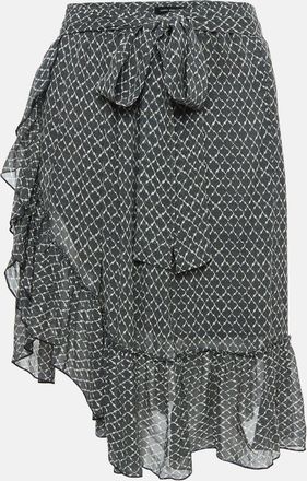 Isabel Marant Black/white Printed Silk Ruffled Short Skirt