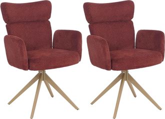 Hhg [nunca Usado] Juego De 2 Sillas De Comedor Hhg-057, Silla Giratoria Con Retorno Autom&aacute;tico, Tejido Boucl&eacute; De 350 G/m&sup2;, &Ouml;ko-tex, Burdeos, Patas Con Aca