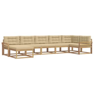 vidaXL Conjunto De Sof&aacute;s De Exterior Con Coj&iacute;n 7 Pcs Y Beige Vidaxl