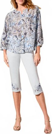 Tribal Flowy Dolman Sleeve Blouse In Scuba Blue