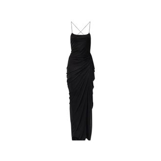 Versace Gowns, female, Black, Size: S Draped Viscose-Jersey Gown