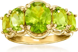 Ross-Simons Peridot 5-Stone Ring in 18kt Gold Over Sterling