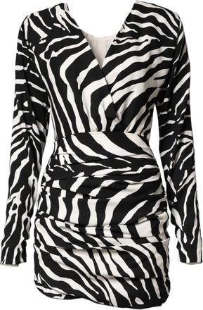 Dolce & Gabbana Black White Zebra Silk Sheath Mini Womens Dress (Pre-Owned)