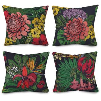 OEM Juego De Fundas De Almohada Para Exteriores Con Estampado Floral Pbobriich (4 Piezas), Fundas De Almohada De Lino R&uacute;stico, Decoraci&oacute;n Para El Hogar, 4
