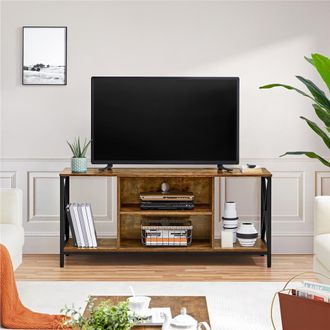 Yaheetech Yaheetech - Mueble Tv Sal&oacute;n Hasta 45 Pulgadas Mesa Tv Para Televisor Mesa Television De Industrial Madera 106 X 40 X 50,5 Cm Marr&oacute;n