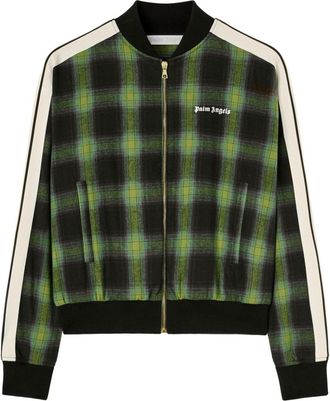 Palm Angels logo-embroidered plaid bomber jacket - women - Cotton/Polyester - S - Green