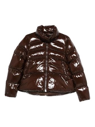 Pinko glossy-finish quilted jacket - women - Polyester/Nylon/Polyurethane/Nylon - 38 - Brown