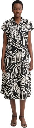 Joseph Ribkoff Abstract Print Midi Shirt Dress - Dames - Casual kleedjes - Zwart - 2XL - Katoen - Kleedjes