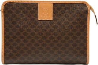 Celine Pre-owned Clutches, female, Brown, Size: ONE SIZE Pre-owned Coated Canvas Clutch