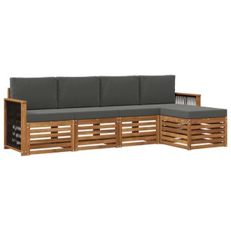 vidaXL Conjunto De Sof&aacute;s De Exterior 5 Pcs Natural Y Antracita Vidaxl