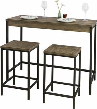 SoBuy Set de mesa y taburetes de estilo industrial mesa alta de bar + 2 taburetes Juego de barra Mesa alta OGT30-N SoBuy ES