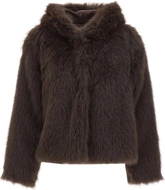 Kaos Cropped Faux Fur Jacket - Dames - Jassen - Bruin - M - Jassen