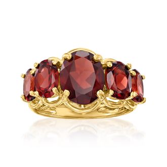 Ross-Simons Garnet 5-Stone Ring in 18kt Gold Over Sterling